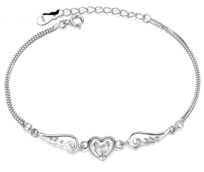 SS11036-2 S925 sterling silver angel wings lovers bracelet